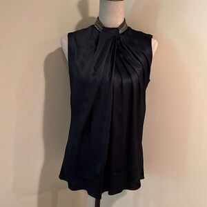 Etro Silk Beaded Collar Top.